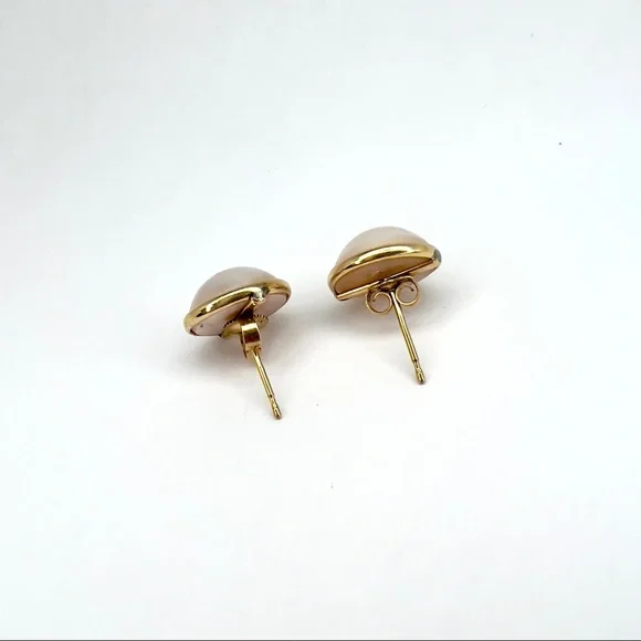 14K Yellow Gold stamped Set of Pearl Earrings